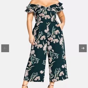 City Chic Women's Plus Fresh Field Jumpsuit Green And pink  Size 18W